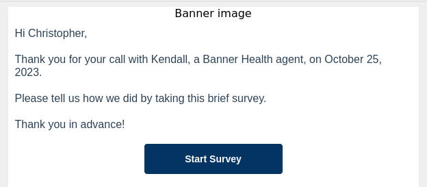 screenshot of survey invitation